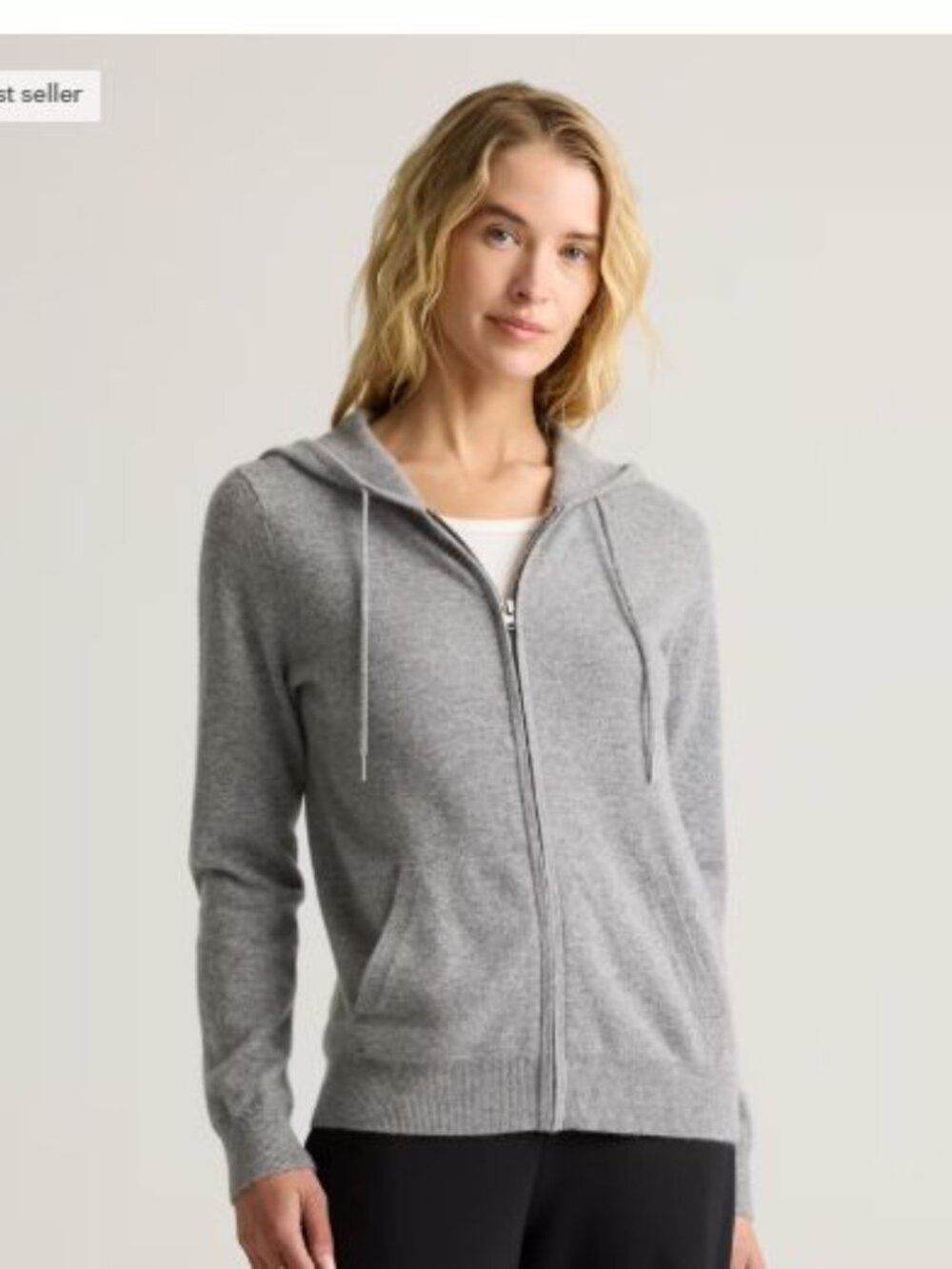 NWT $165 Quince Women's MEDIUM Heather Grey 100% Cashmere Zip Hoodie
